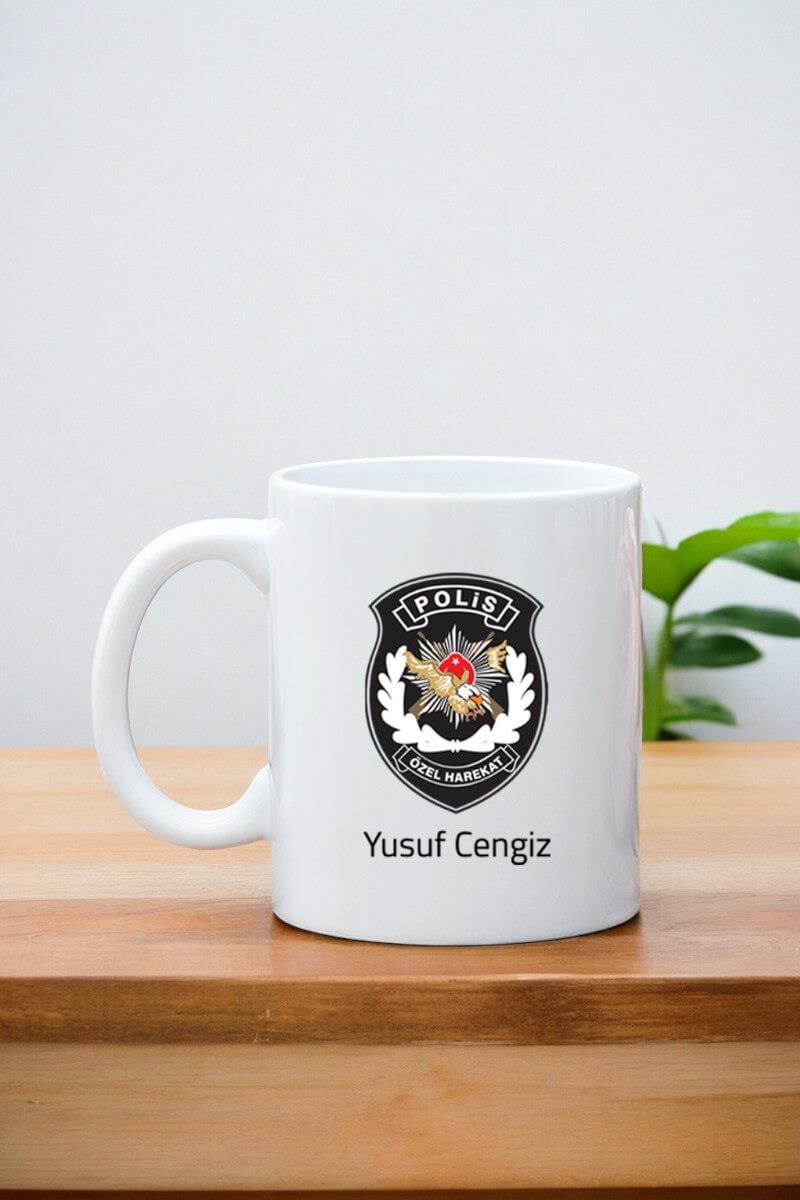 Özel Harekat Polisine Hediye Beyaz Kupa Bardak