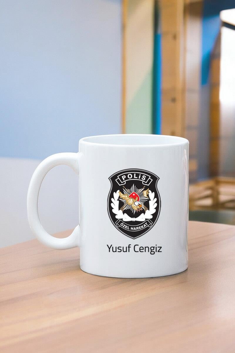 Özel Harekat Polisine Hediye Beyaz Kupa Bardak