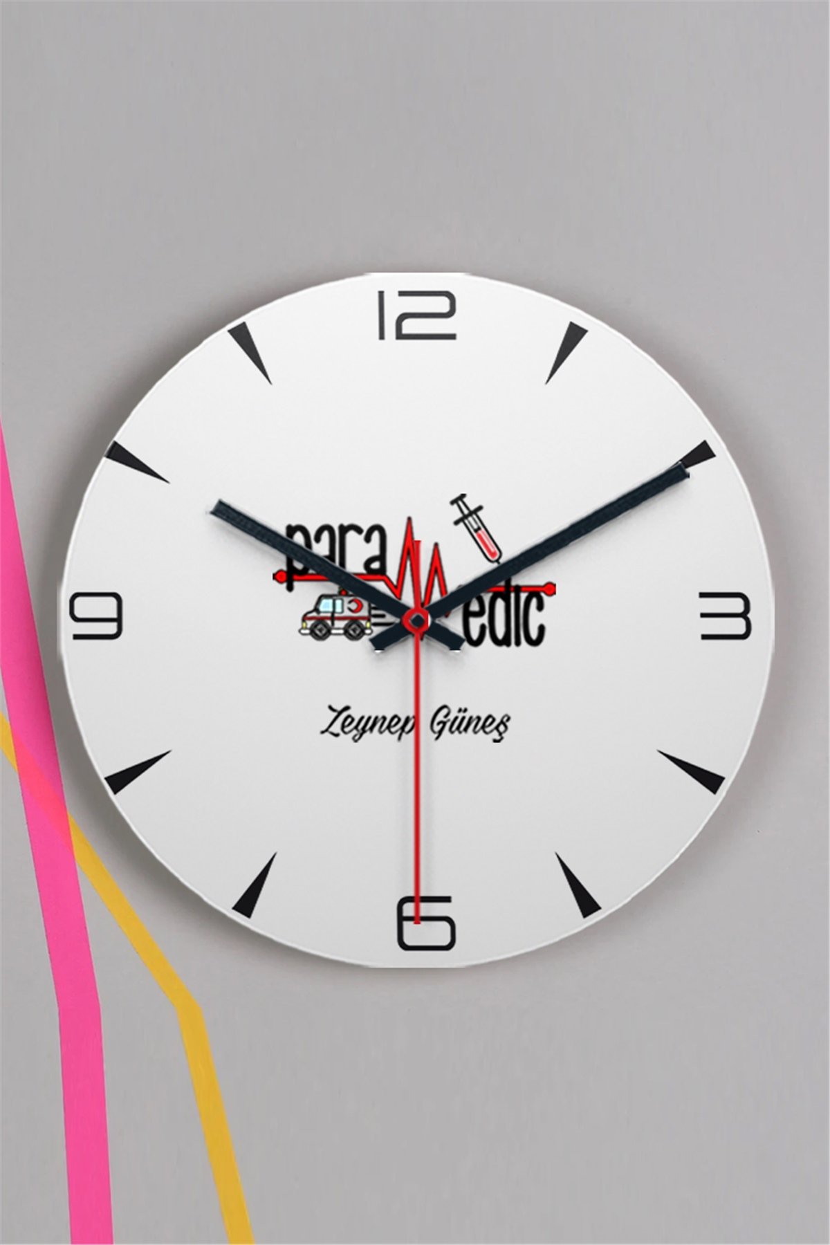 Paramedik Ahşap Duvar Saati