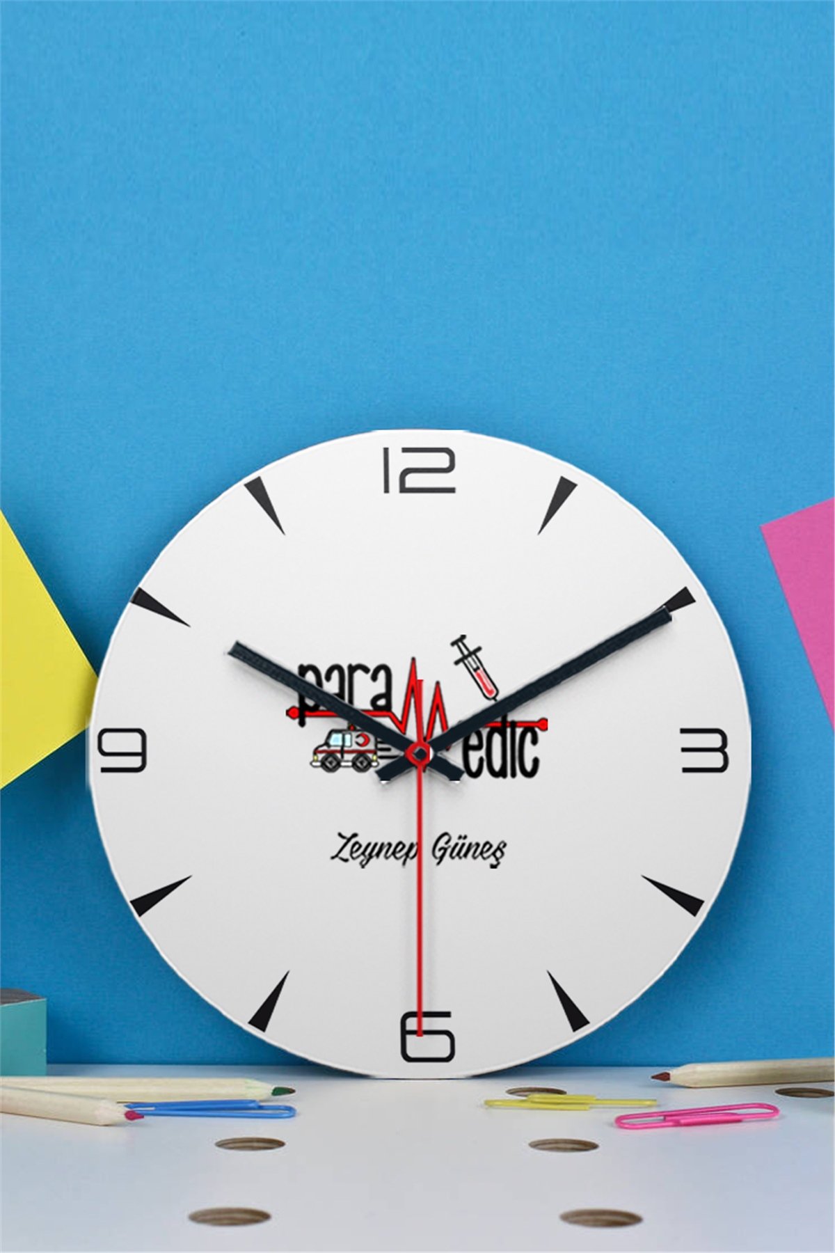 Paramedik Ahşap Duvar Saati