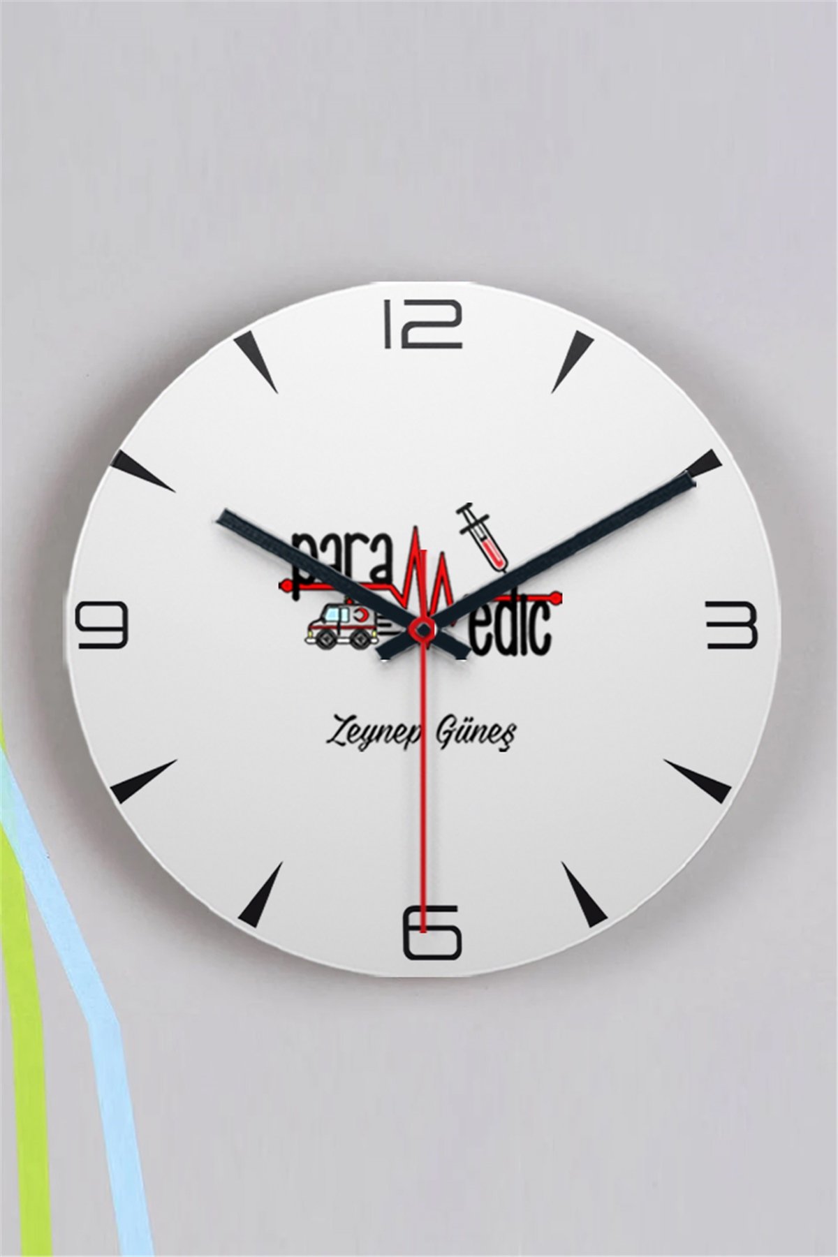 Paramedik Ahşap Duvar Saati