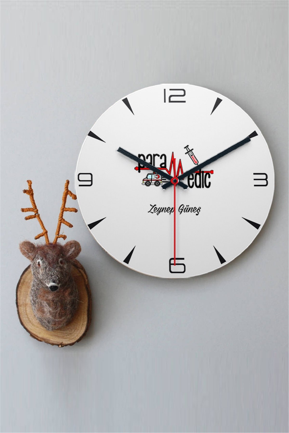 Paramedik Ahşap Duvar Saati