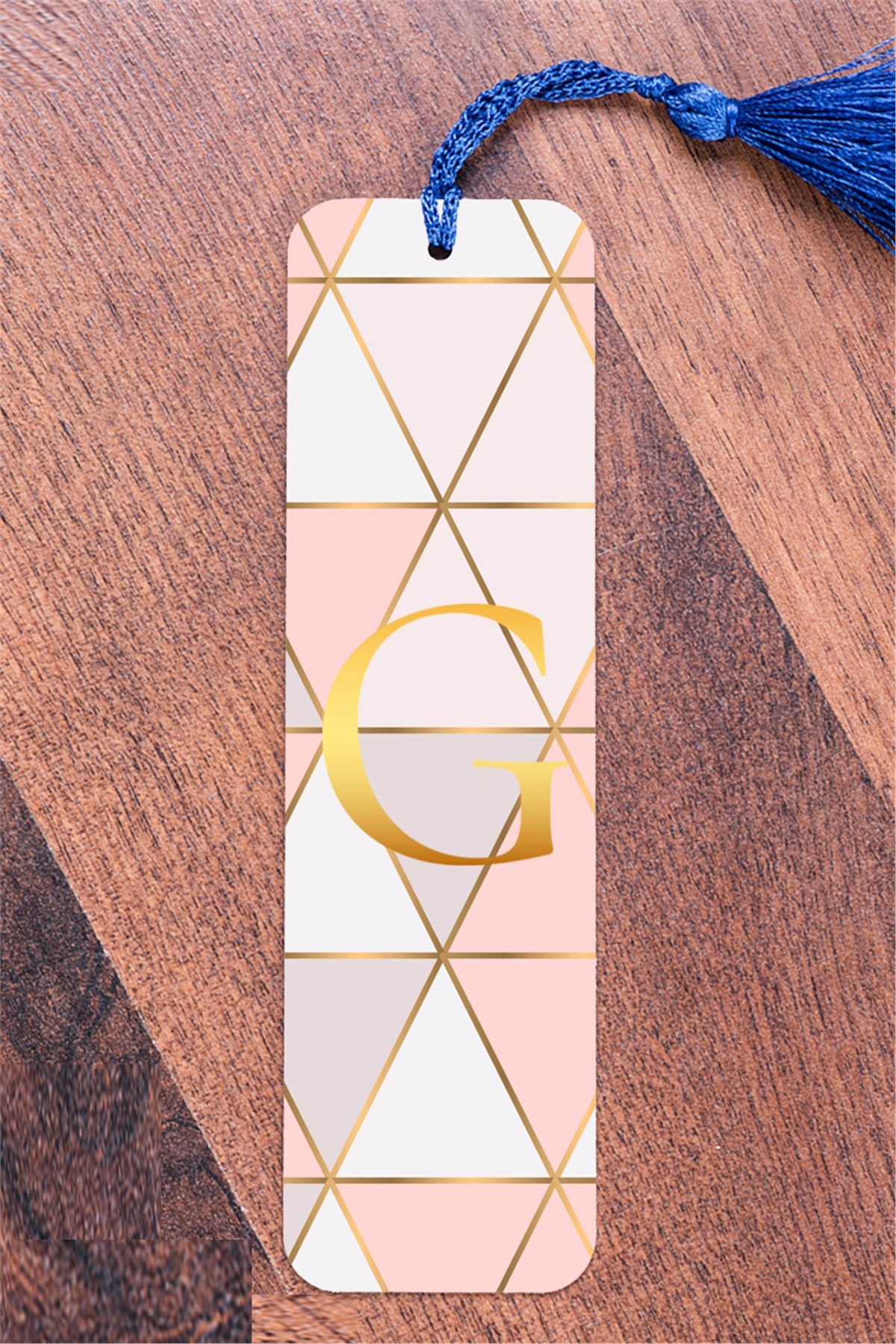 Pembe Mozaik Tasarım Gold Baş Harfli Metal Kitap Ayracı