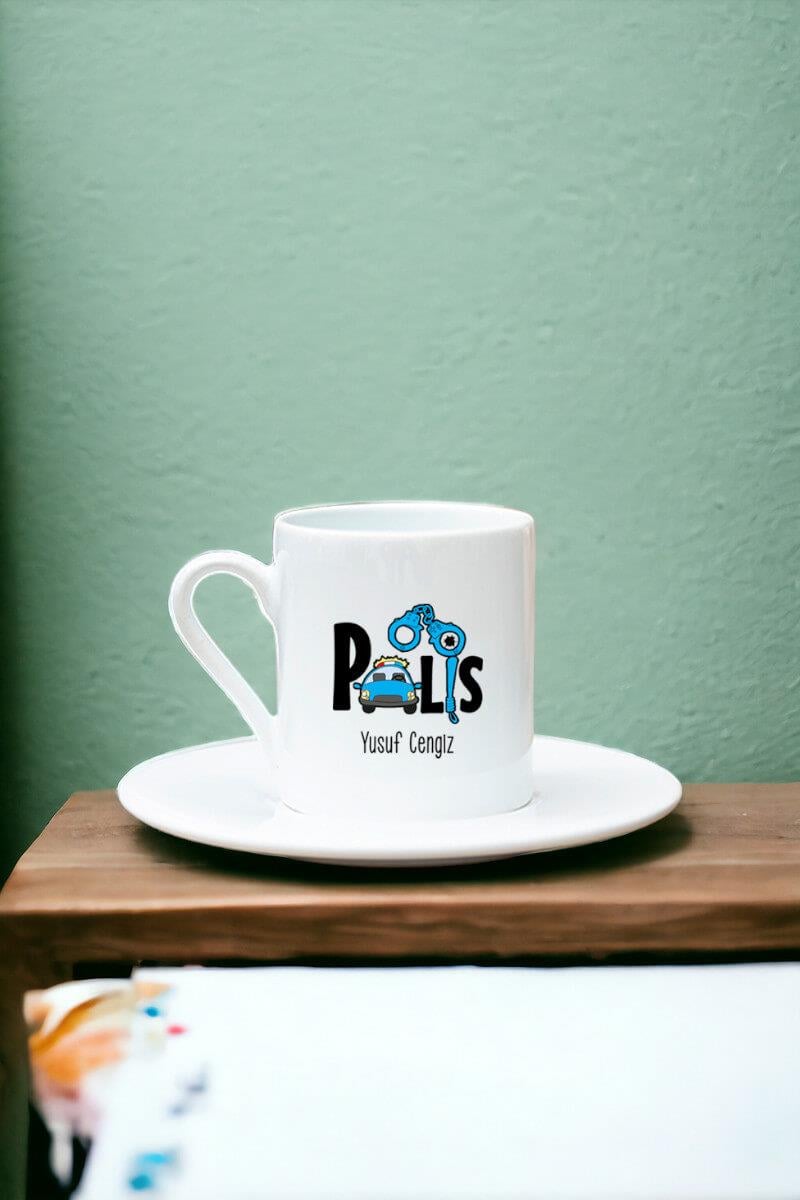 Polis Beyaz Türk Kahvesi Fincanı