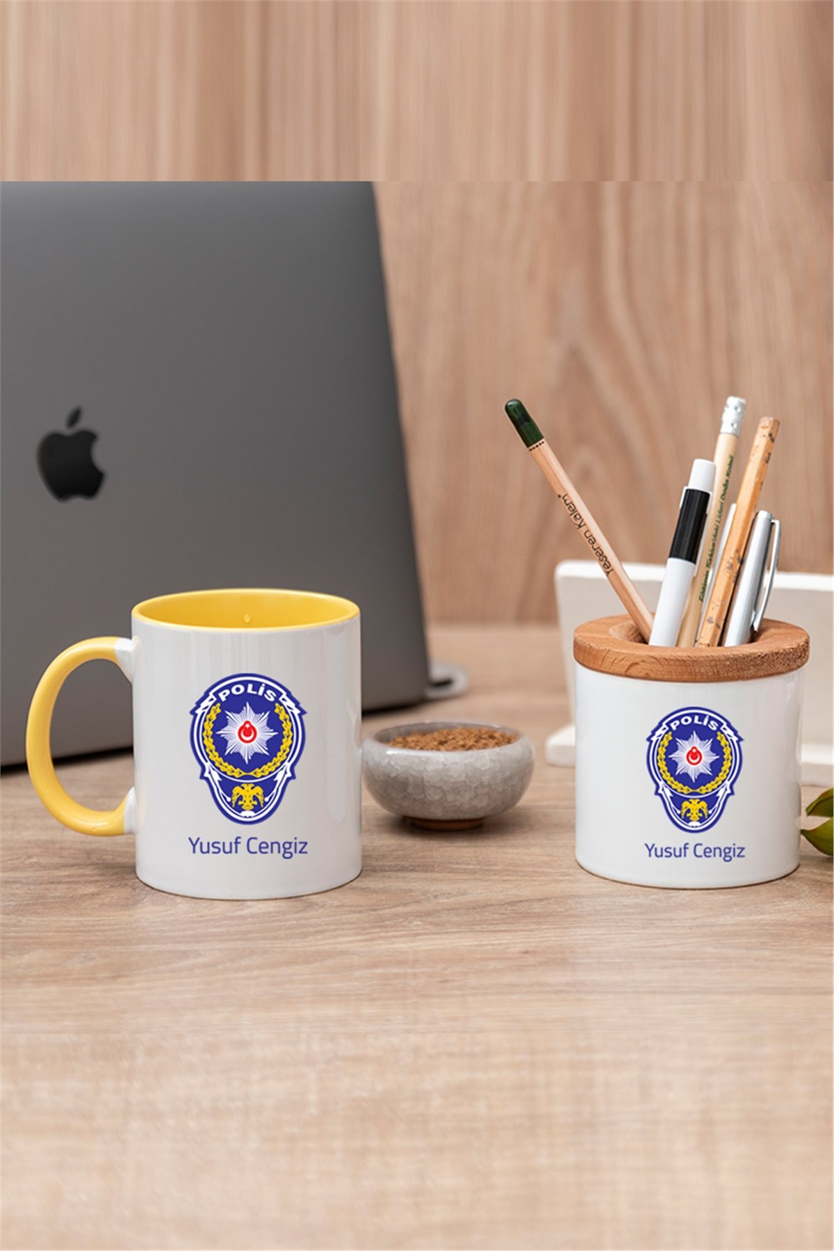 Polis Logolu Renkli Kupa Bardak ve Kalemlik