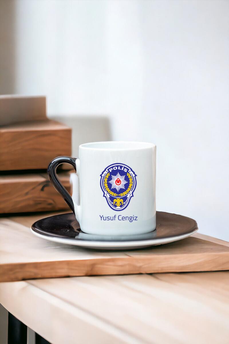 Polis Logolu Renkli Türk Kahvesi Fincanı