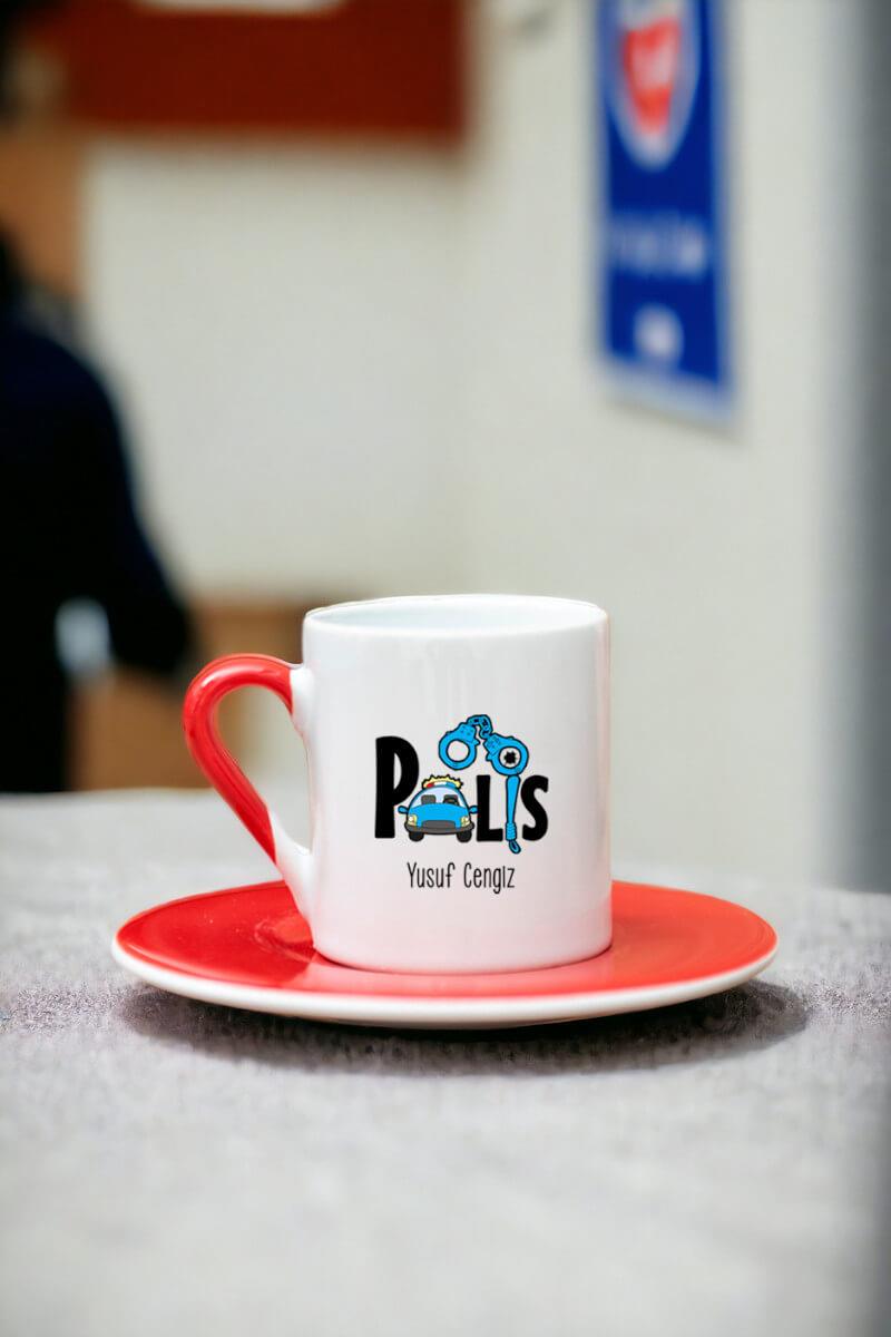 Polis Renkli Türk Kahvesi Fincanı