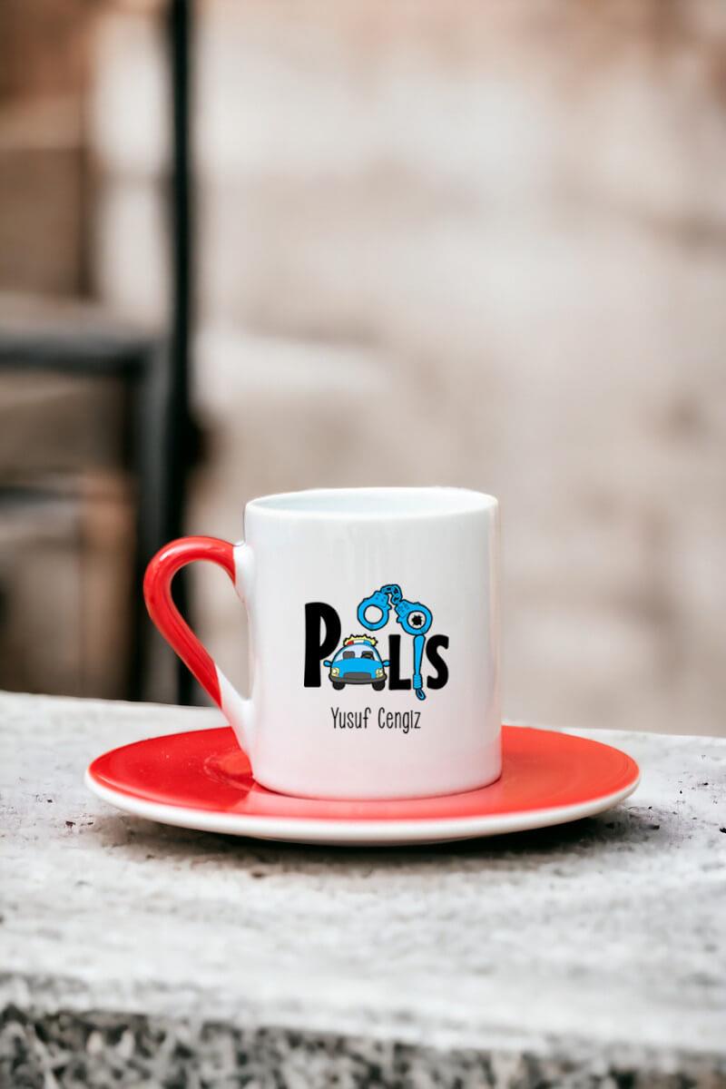 Polis Renkli Türk Kahvesi Fincanı