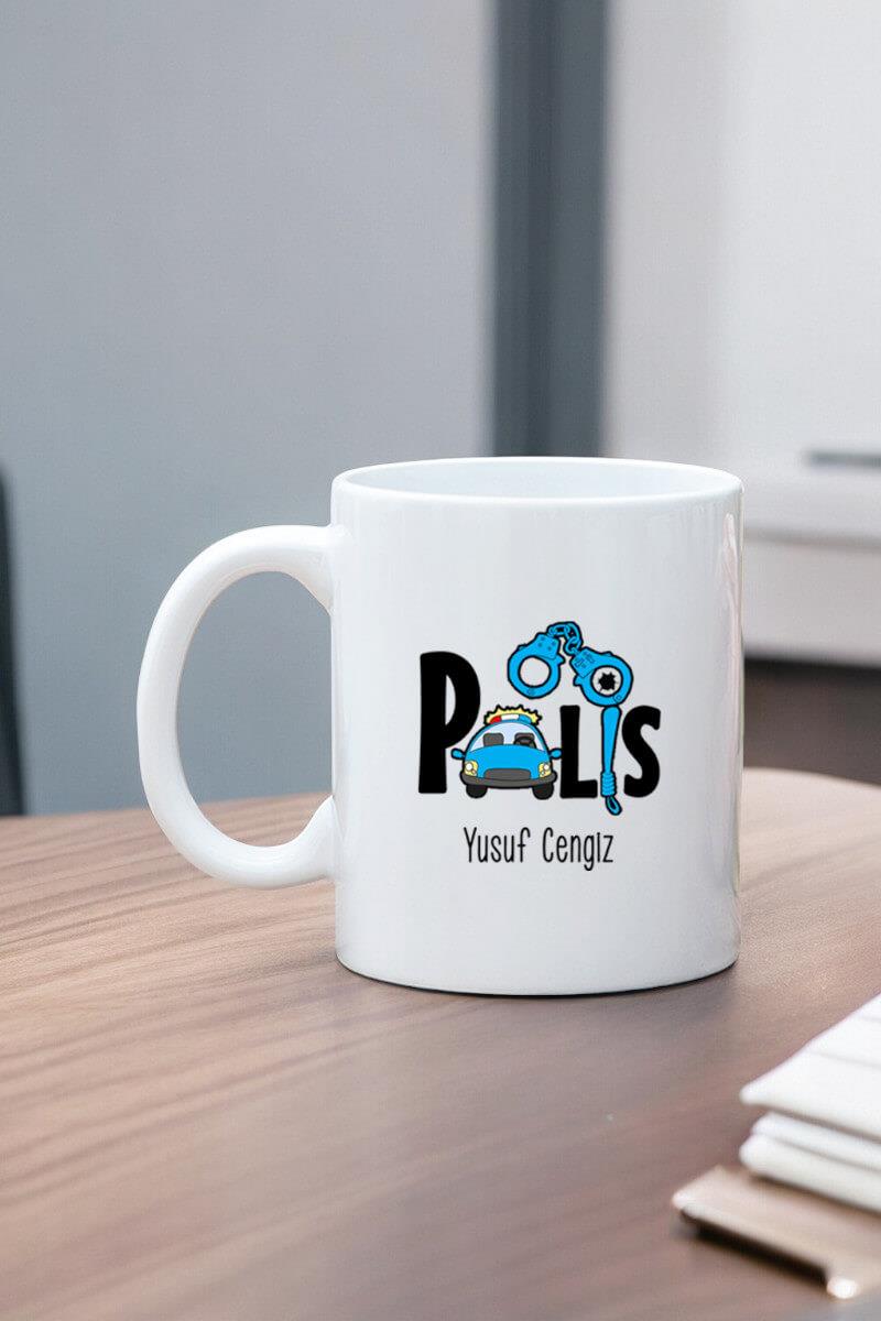 Polise Hediye Beyaz Kupa Bardak