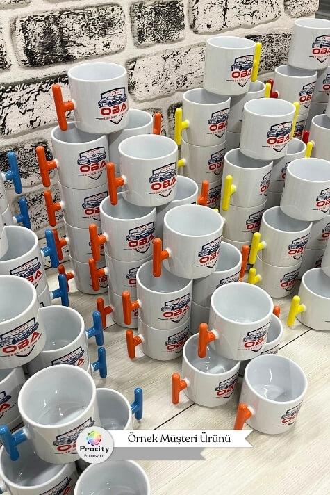 Porselen Logo Baskılı Kırmızı Promosyon T Kupa Bardak