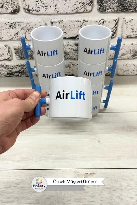 Porselen Logo Baskılı Mavi Promosyon T Kupa Bardak