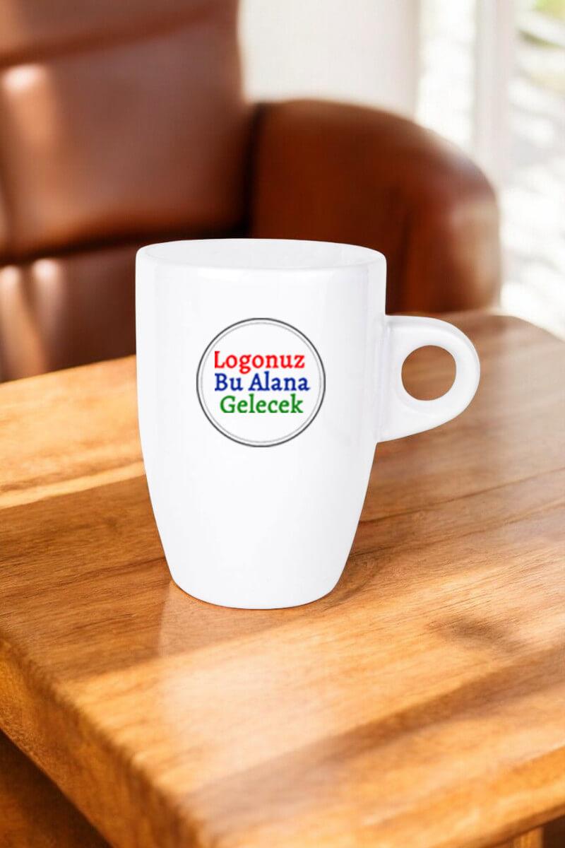 Porselen Logo Baskılı Promosyon Beyaz Latte Kupası