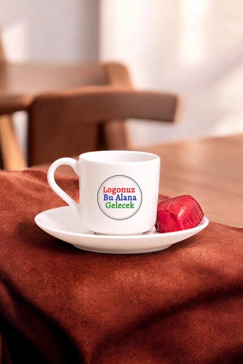 Porselen Logo Baskılı Promosyon Oval Türk Kahvesi Fincanı