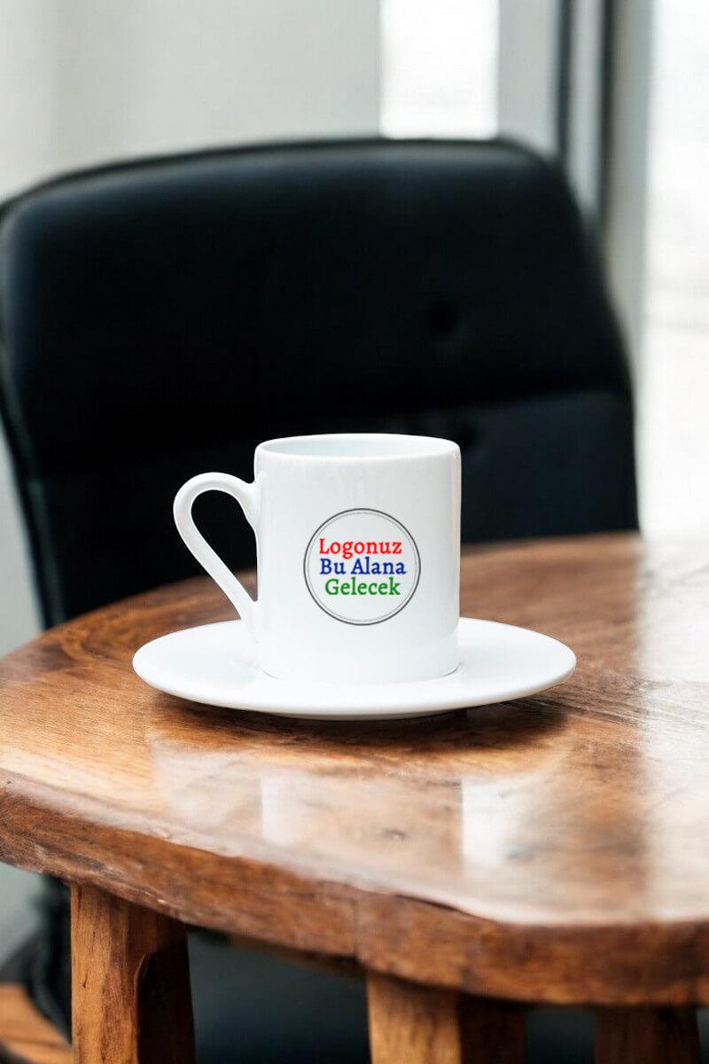 Porselen Logo Baskılı Promosyon Silindir Türk Kahvesi Fincanı