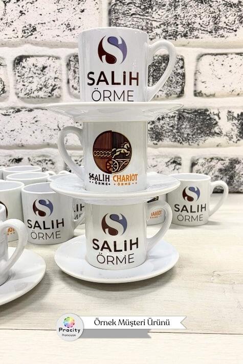 Porselen Logo Baskılı Promosyon Silindir Türk Kahvesi Fincanı