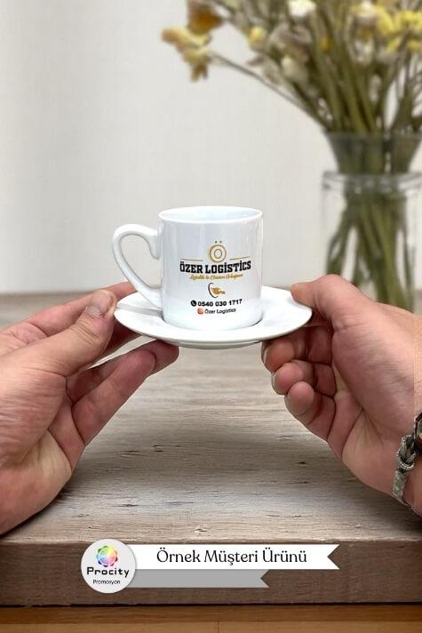 Porselen Logo Baskılı Promosyon Silindir Türk Kahvesi Fincanı