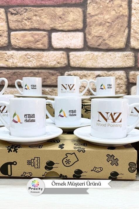 Porselen Logo Baskılı Promosyon Silindir Türk Kahvesi Fincanı