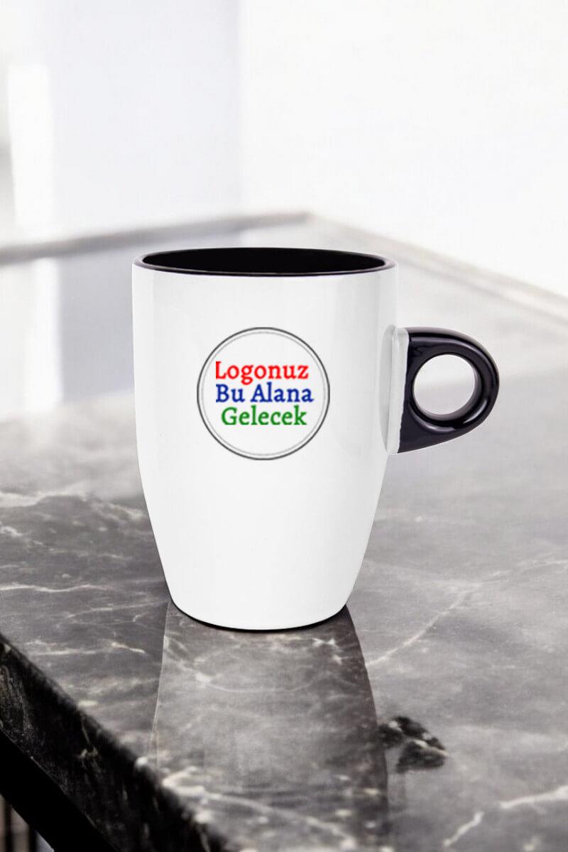 Porselen Logo Baskılı Promosyon Siyah Latte Kupası