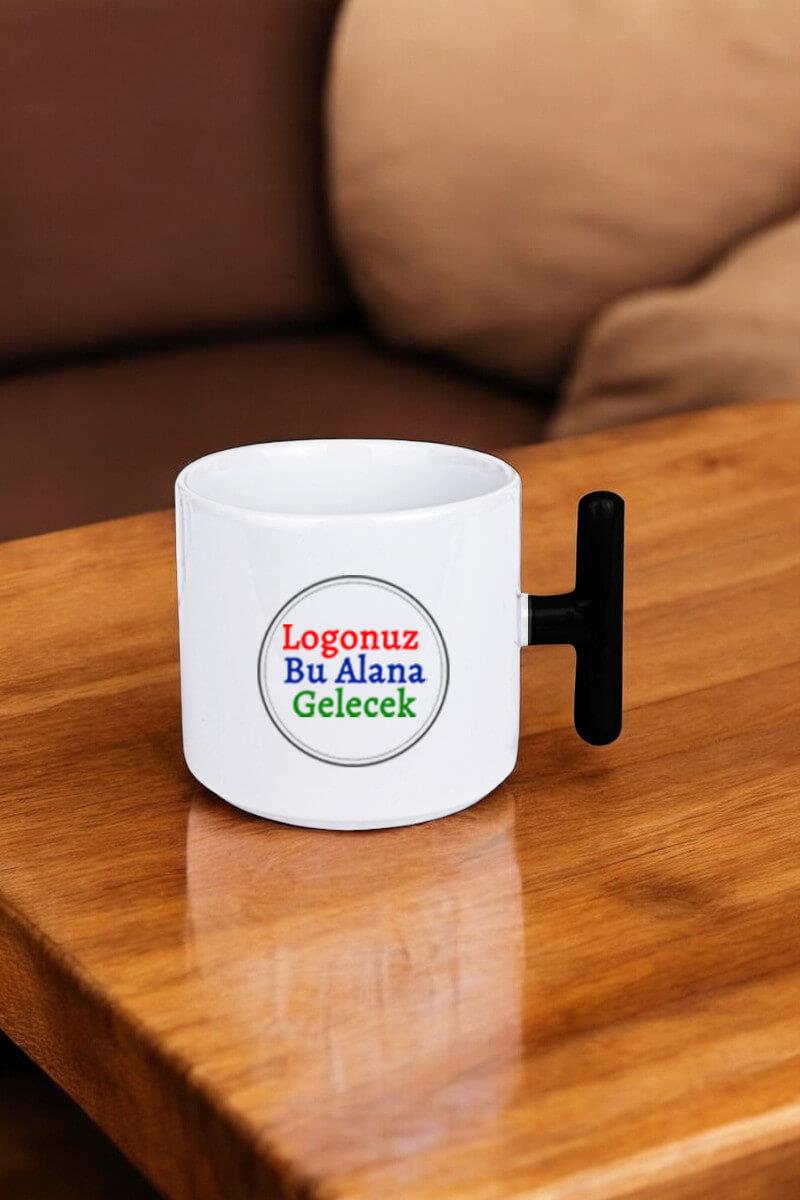 Porselen Logo Baskılı Siyah Promosyon T Kupa Bardak