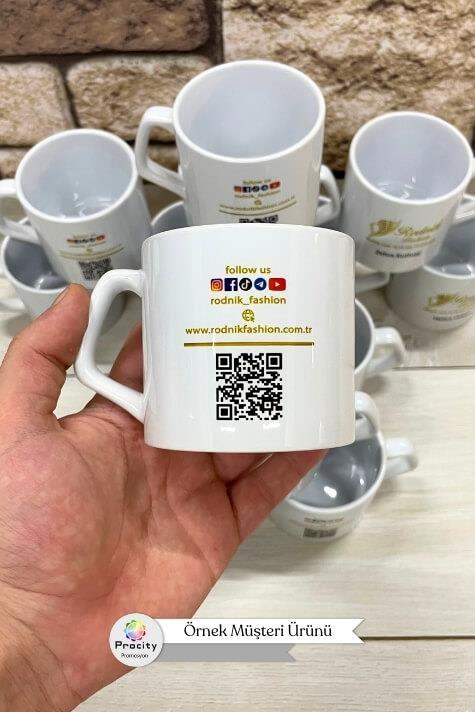 Porselen Orta Boy Logo Baskılı Beyaz Promosyon Kupa Bardak