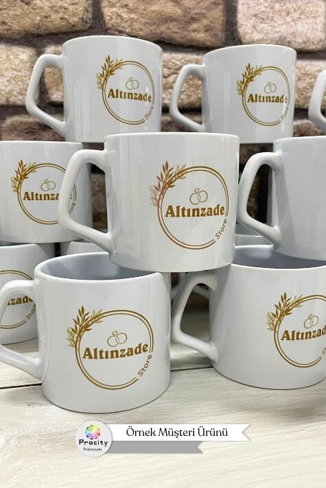 Porselen Orta Boy Logo Baskılı Beyaz Promosyon Kupa Bardak