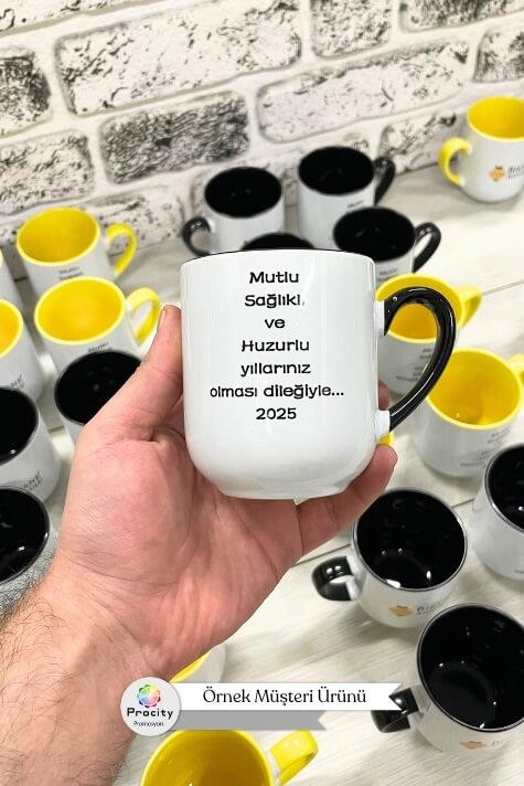 Porselen Oval Logo Baskılı Siyah Promosyon Kupa Bardak