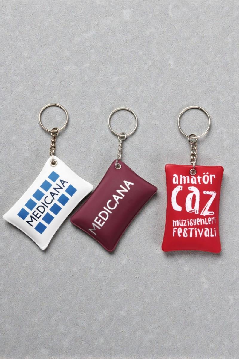 Promosyon Dikdörtgen Puf Anahtarlık