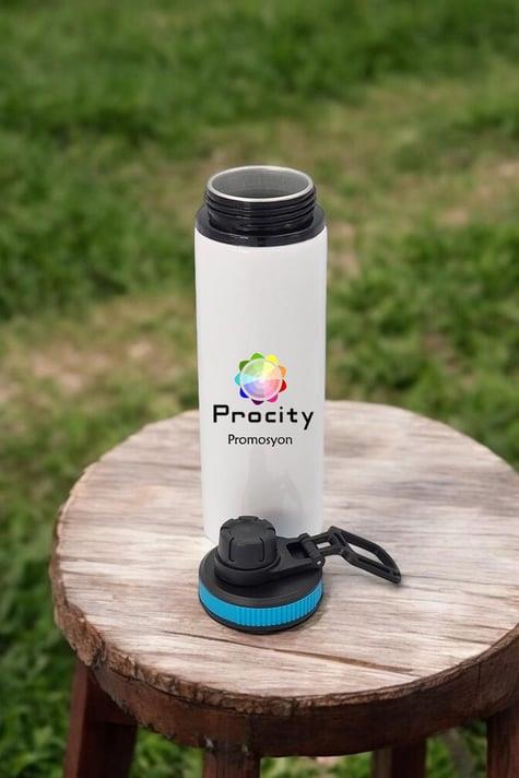 Promosyon Logo Baskılı 850ml Döner Kapaklı Metal Su Matarası