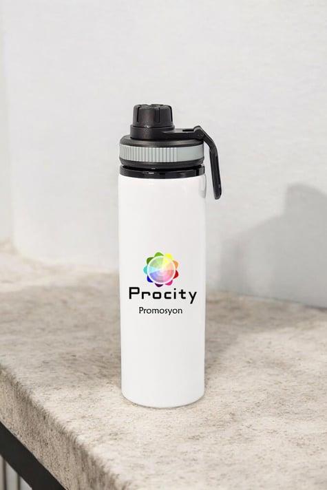 Promosyon Logo Baskılı 850ml Döner Kapaklı Metal Su Matarası