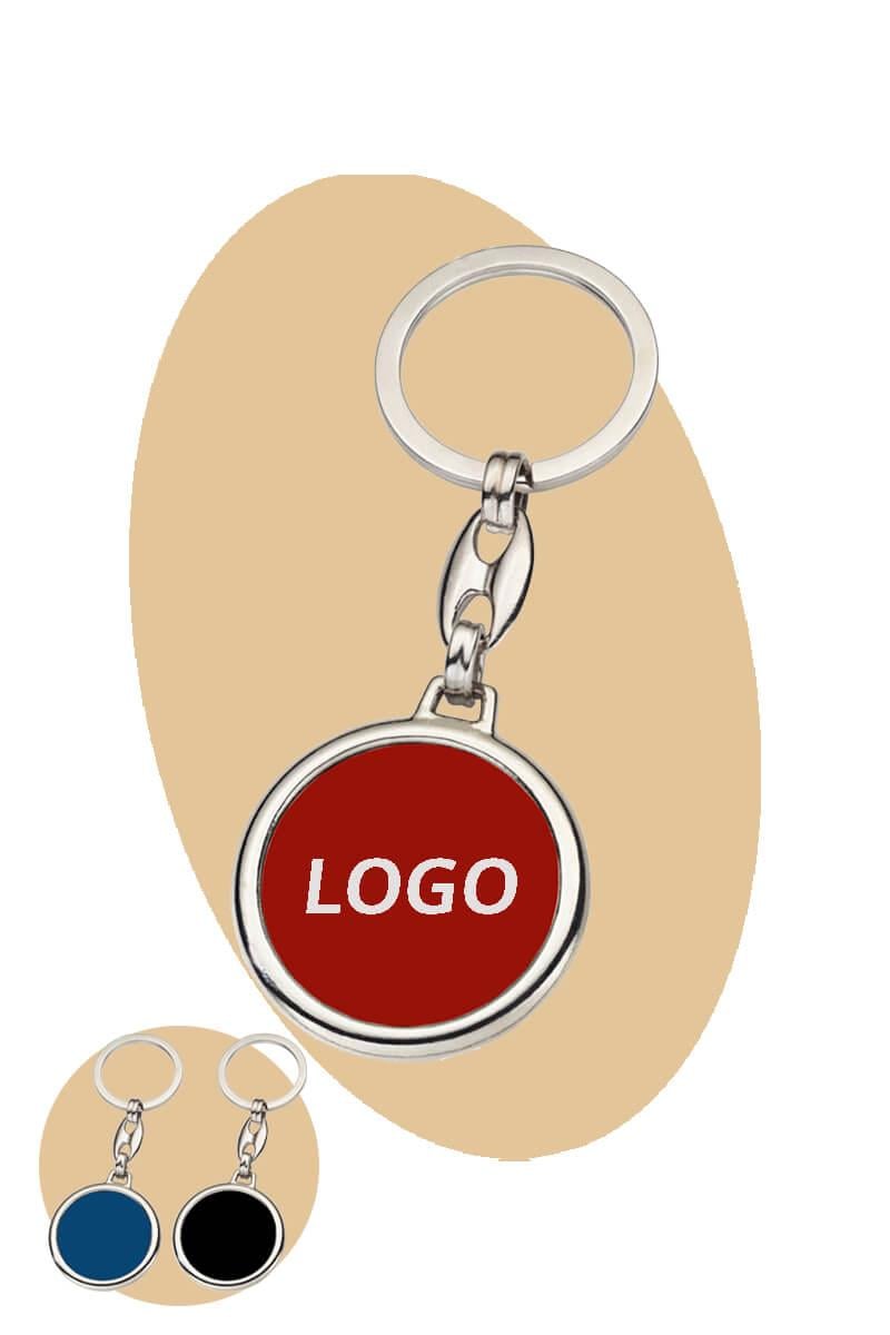 Promosyon Logo Baskılı Yuvarlak Metal Anahtarlık 0103-PETK
