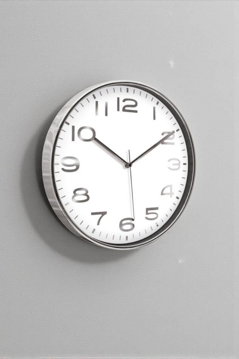 Promosyon Metalize Beyaz Duvar Saati 38cm 70435-TU-BE-38