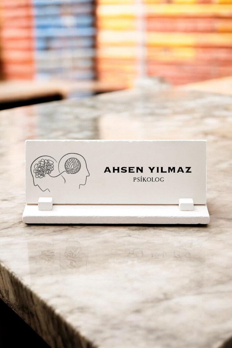 Psikologlara Hediye Kişiye Özel Taş Masa İsimliği