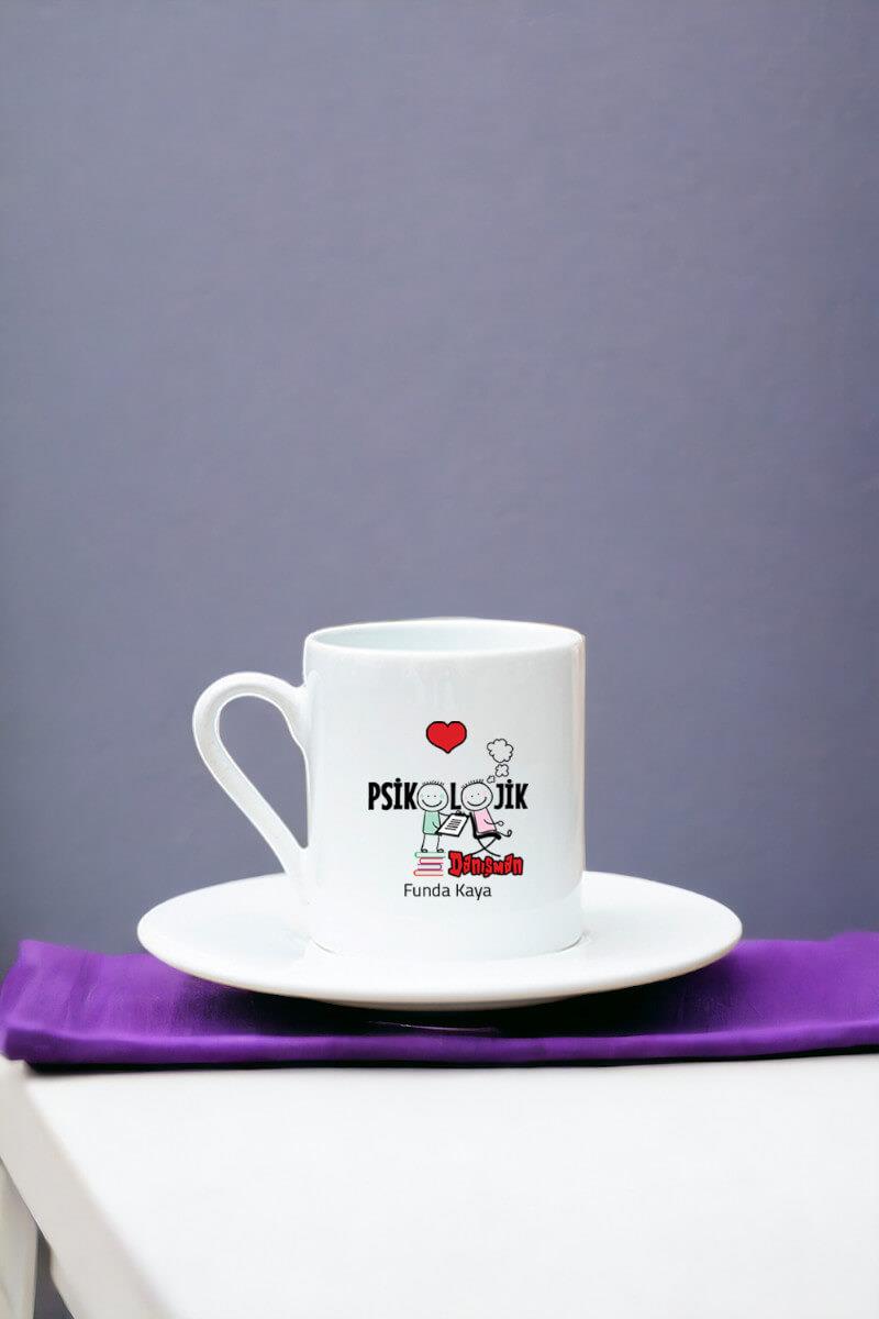 Psikolojik Danışman Beyaz Türk Kahvesi Fincanı