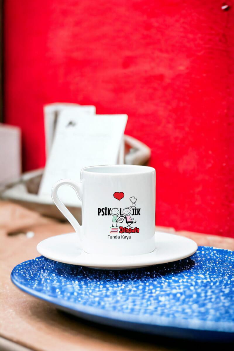 Psikolojik Danışman Beyaz Türk Kahvesi Fincanı