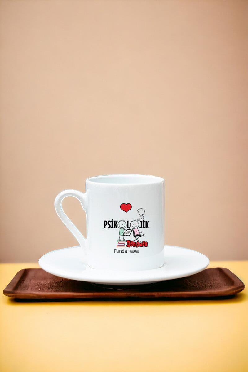 Psikolojik Danışman Beyaz Türk Kahvesi Fincanı