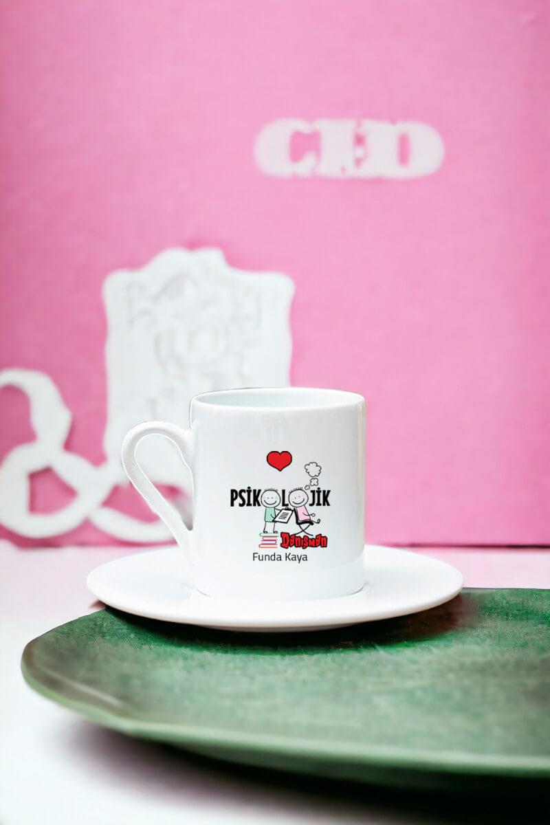 Psikolojik Danışman Beyaz Türk Kahvesi Fincanı
