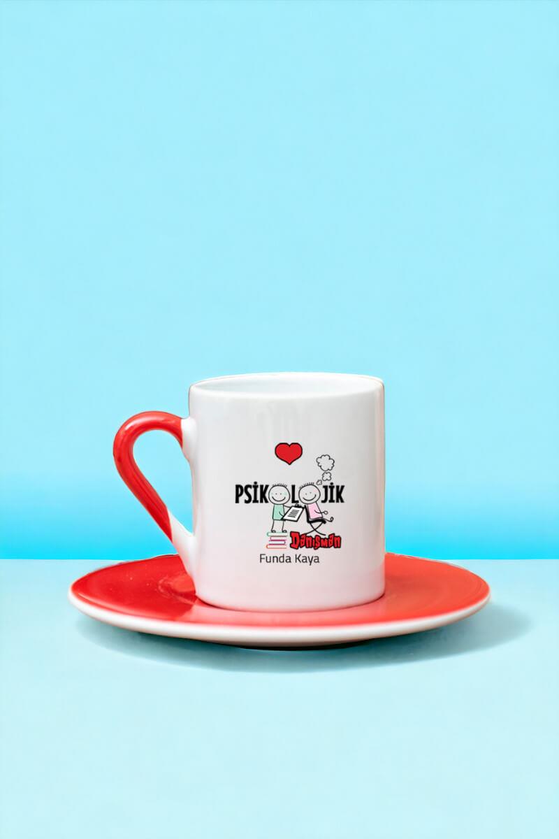 Psikolojik Danışman Renkli Türk Kahvesi Fincanı