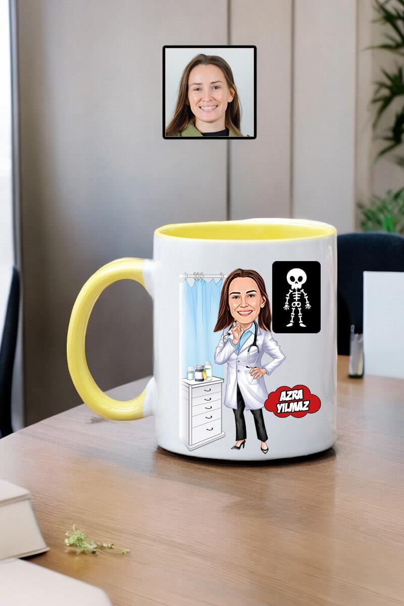 Radyoloji Doktoruna Hediye Kadın Radyolog Karikatürlü Kupa Bardak