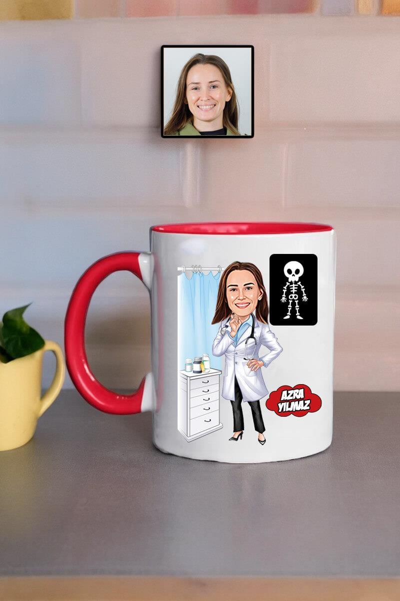 Radyoloji Doktoruna Hediye Kadın Radyolog Karikatürlü Kupa Bardak
