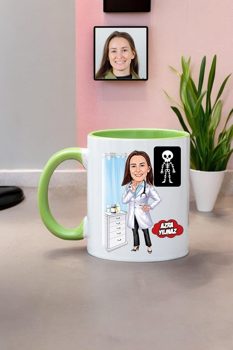 Radyoloji Doktoruna Hediye Kadın Radyolog Karikatürlü Kupa Bardak