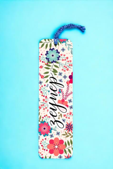 Renkli Çiçek Tasarım İsme Özel Metal Kitap Ayracı