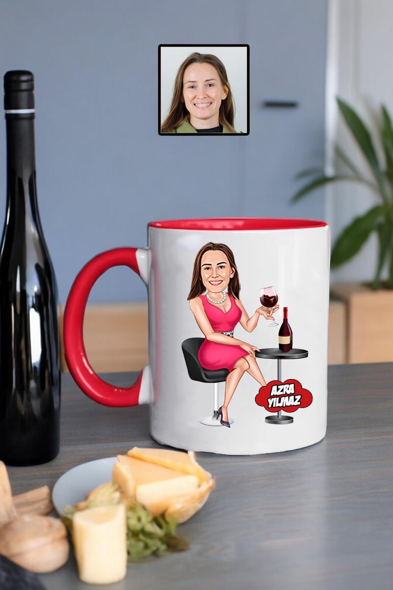Şarap Severlere Hediye Kişiye Özel Karikatürlü Kupa Bardak