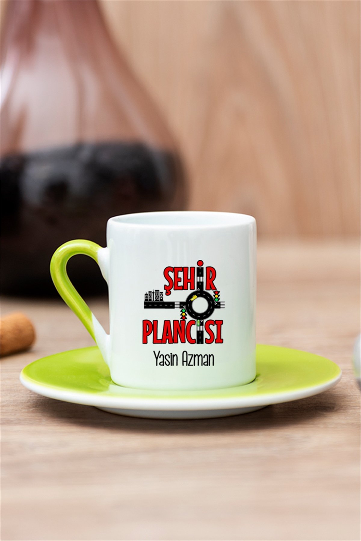 Şehir Plancısı Renkli Türk Kahvesi Fincanı