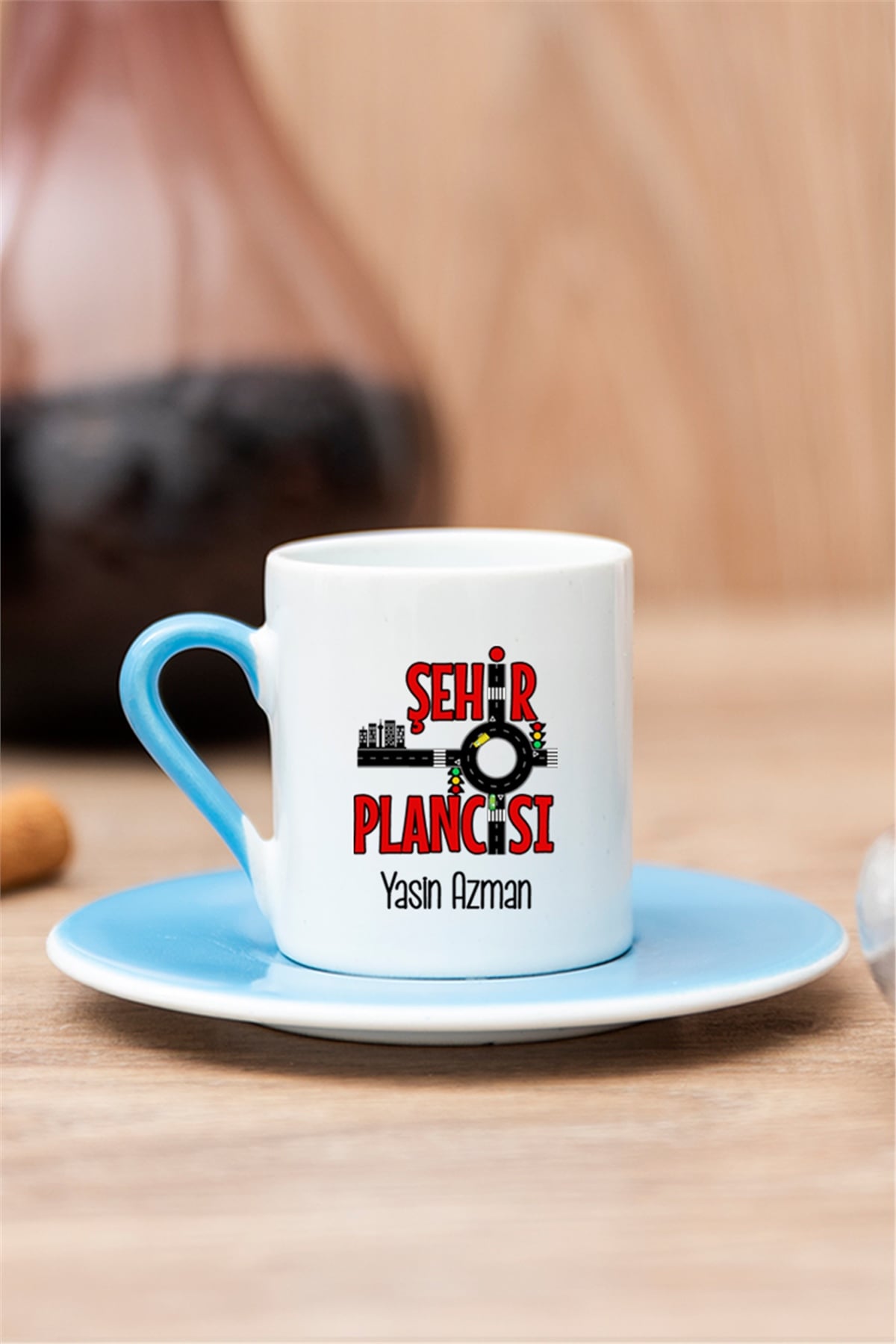 Şehir Plancısı Renkli Türk Kahvesi Fincanı