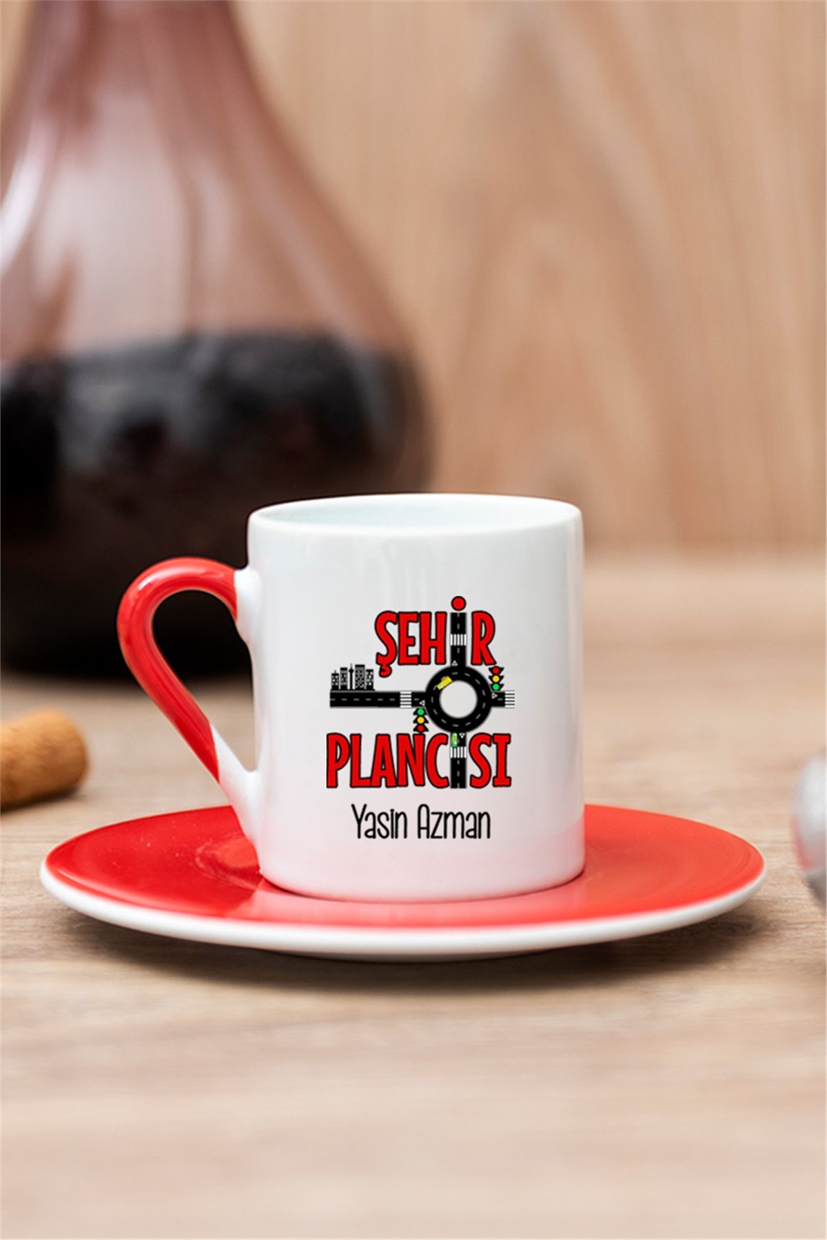 Şehir Plancısı Renkli Türk Kahvesi Fincanı