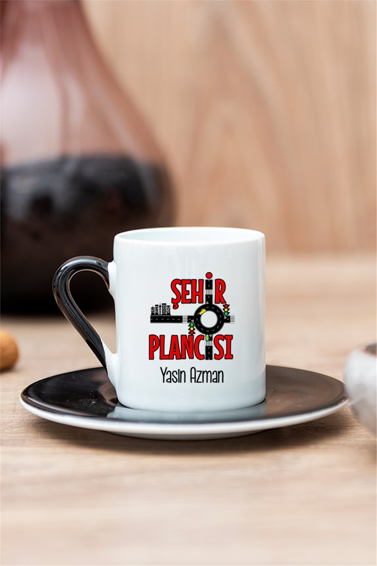 Şehir Plancısı Renkli Türk Kahvesi Fincanı