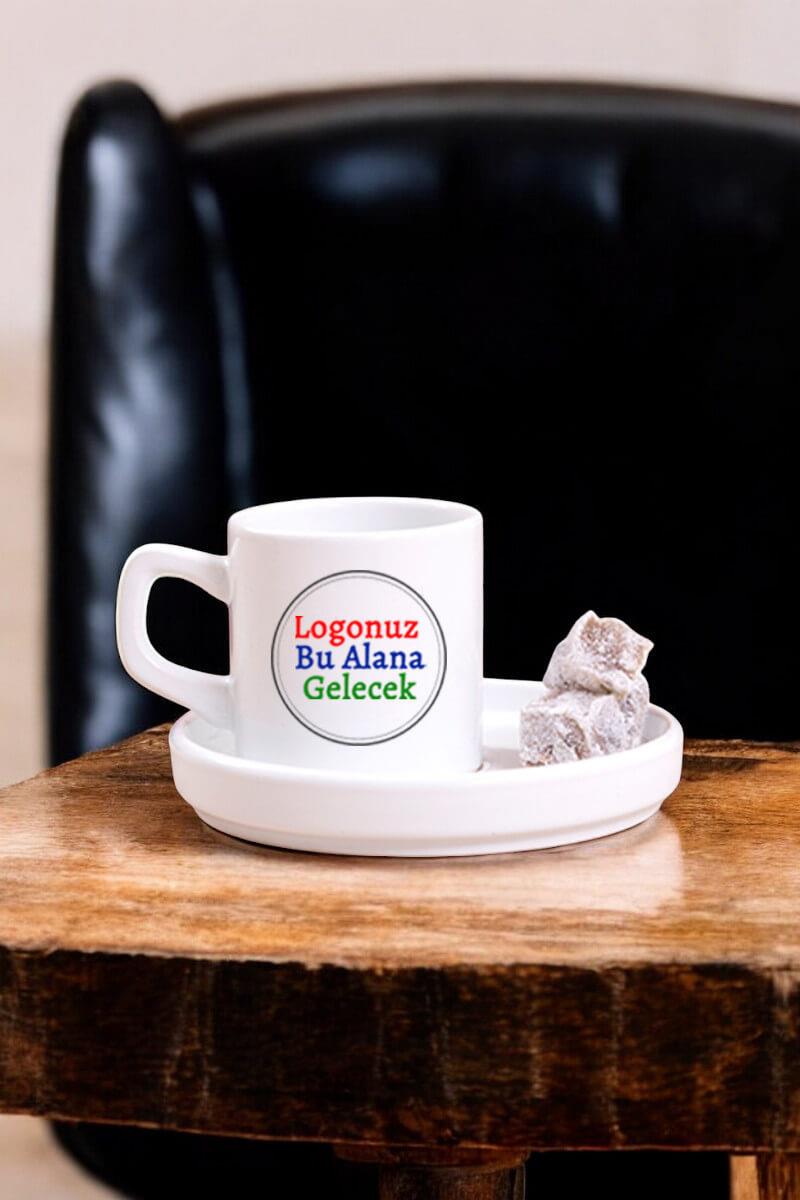 Seramik Logo Baskılı CONCEPT Beyaz Promosyon Türk Kahvesi Fincanı