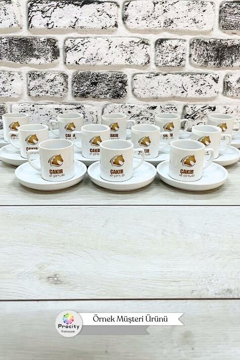 Seramik Logo Baskılı CONCEPT Beyaz Promosyon Türk Kahvesi Fincanı
