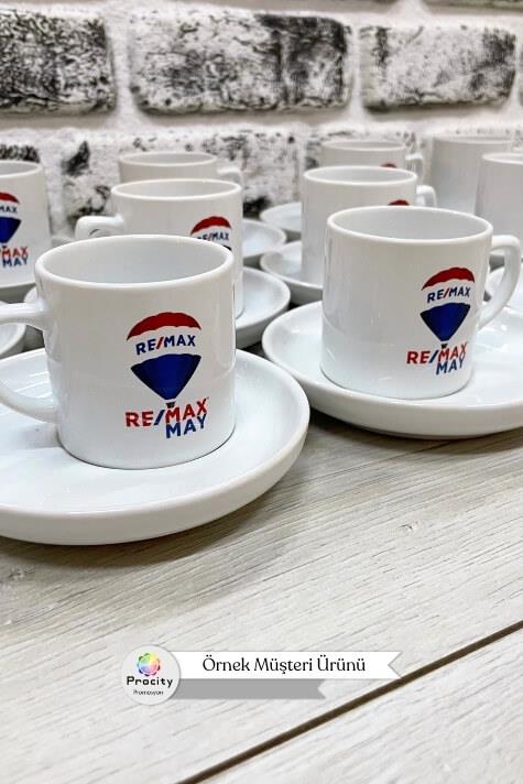 Seramik Logo Baskılı CONCEPT Beyaz Promosyon Türk Kahvesi Fincanı