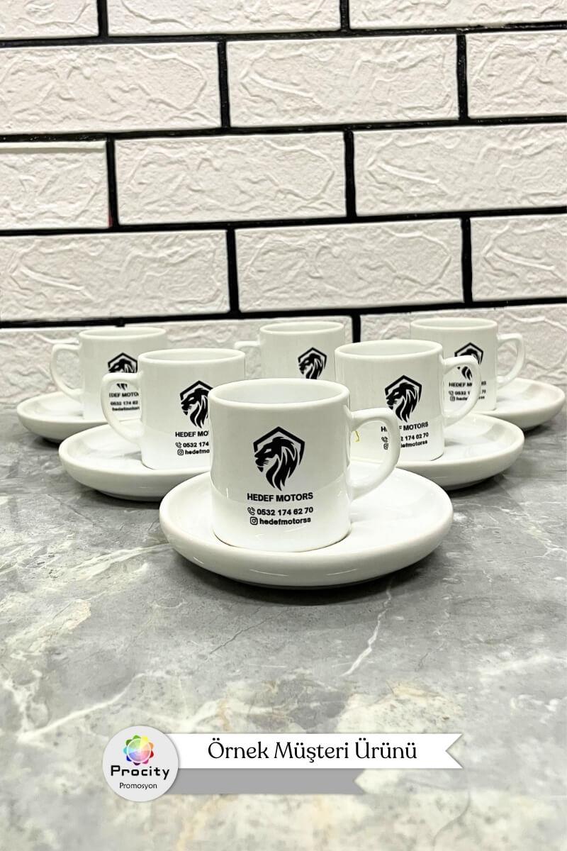 Seramik Logo Baskılı CONCEPT Beyaz Promosyon Türk Kahvesi Fincanı
